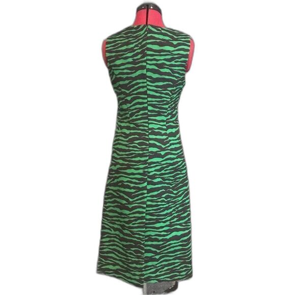 Parosh Dress Women’s Size Small Green Zebra Print Sleeveless Sheath MIDI - Picture 3 of 11